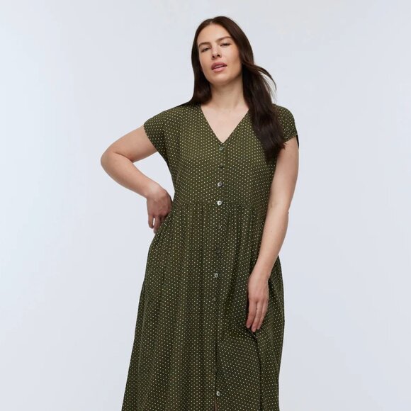 Madewell Button Front Midi Dress in Polka Dot- Small - Picture 1 of 8